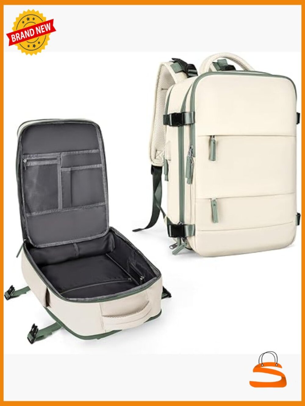 Large Travel Backpack, Carry On Flight Approved Hiking Daypack Fits 15.6" Laptop